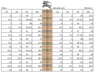 do burberry slides run big or small|Burberry size chart.